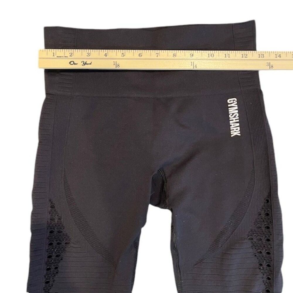 GYMSHARK Energy+ Seamless Stretch Cropped Mesh Leggings Contoured Black Small - Picture 6 of 9
